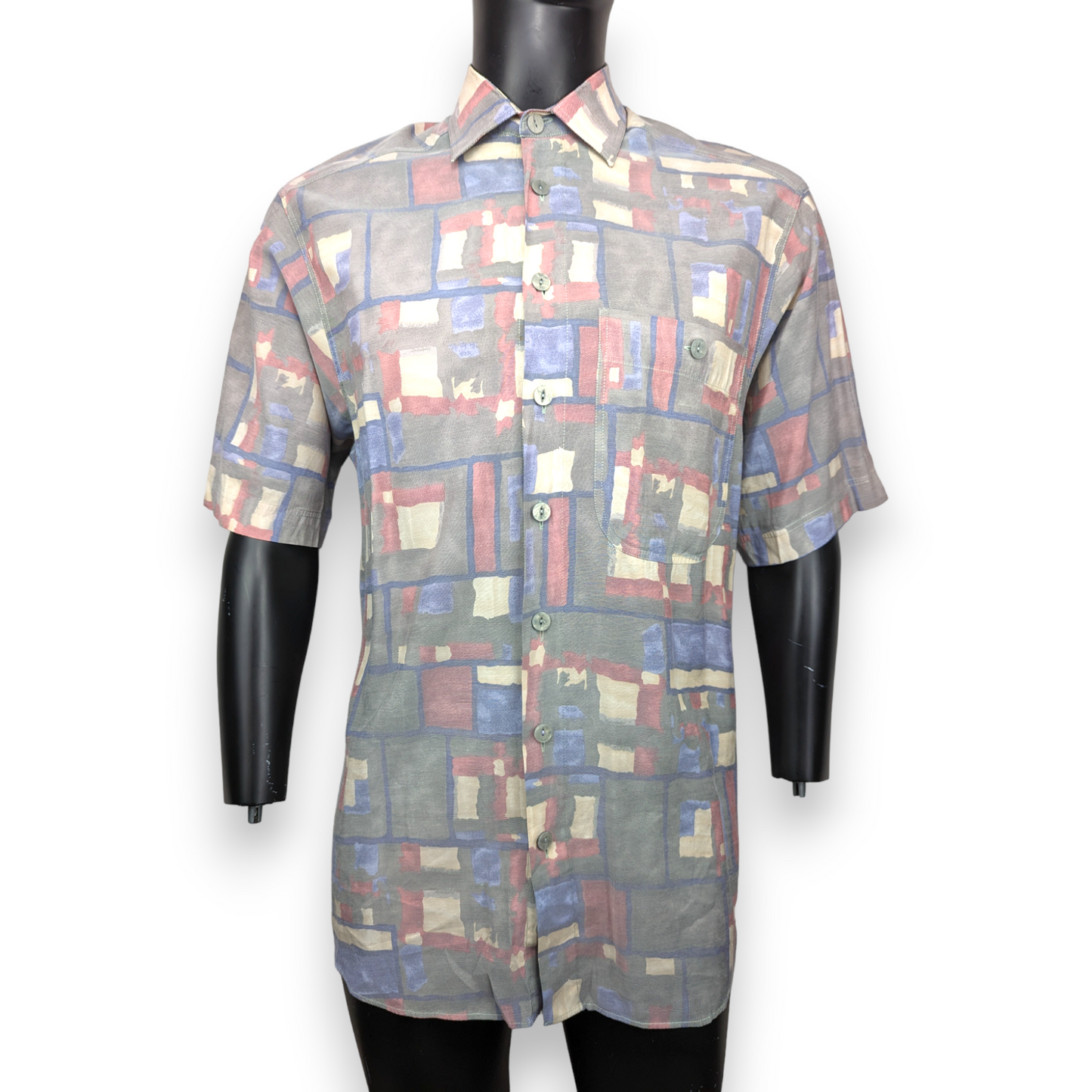 Club D'amingo Vintage Multicolour Abstract Print Short Sleeve Shirt Men Medium