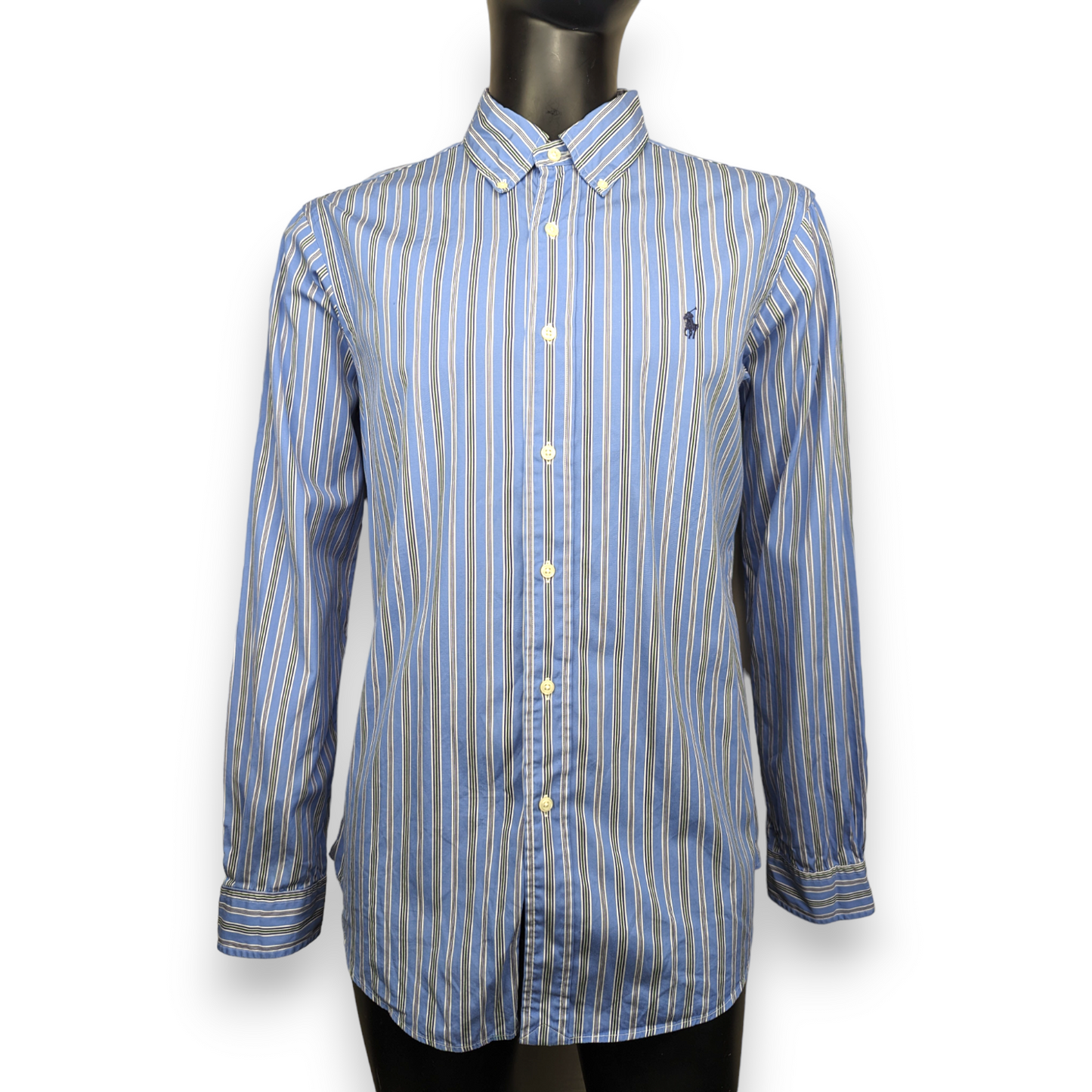 Ralph Lauren Blue Striped Long Sleeve Custom Fit Shirt Men Size Medium