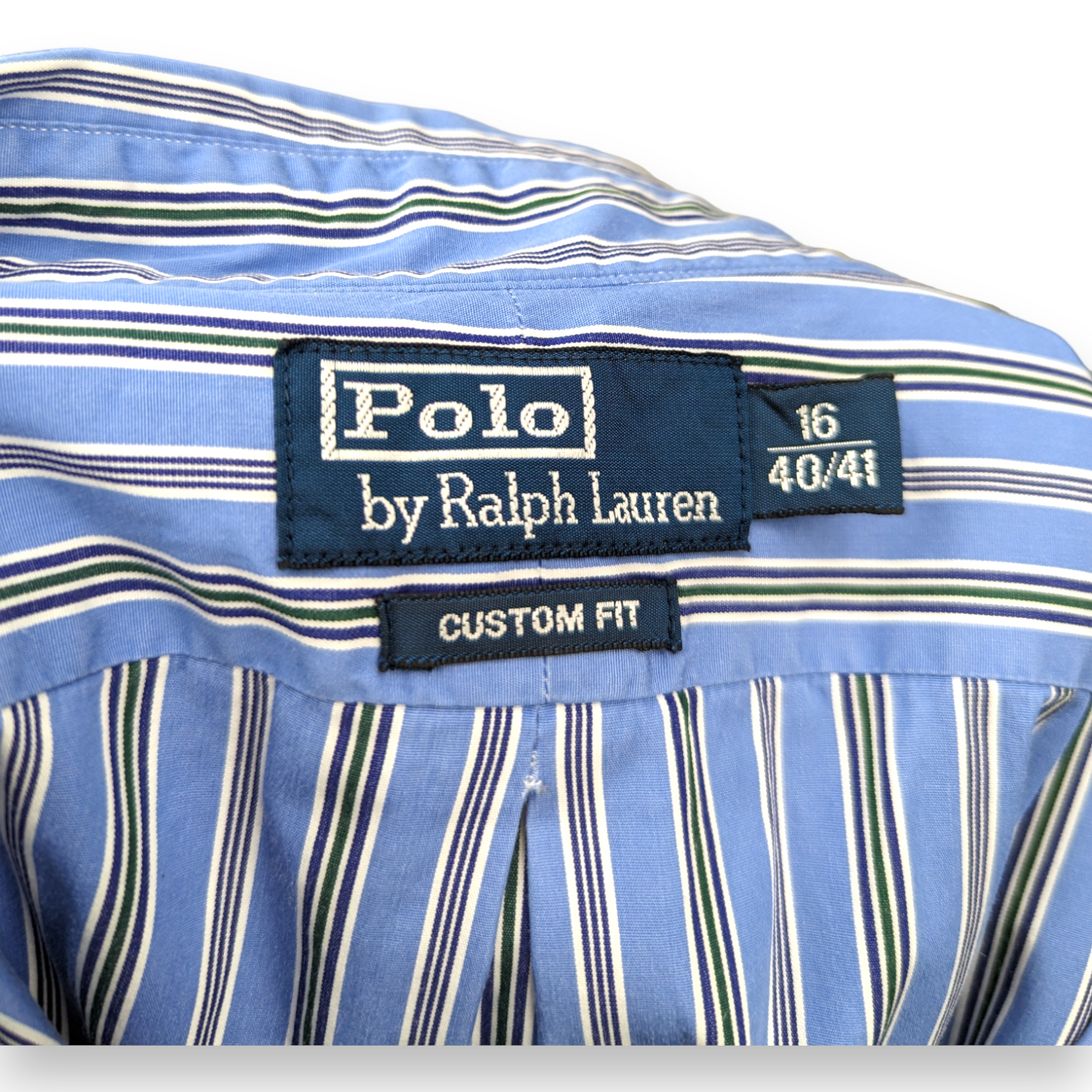 Ralph Lauren Blue Striped Long Sleeve Custom Fit Shirt Men Size Medium