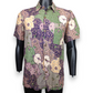 Vintage Multicolour Geometric Batik Short Sleeve Silk Shirt Men Size Medium