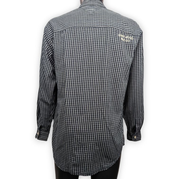 Tommy Jeans Vintage Black Checked Embroidered Long Sleeve Shirt Men Size Medium