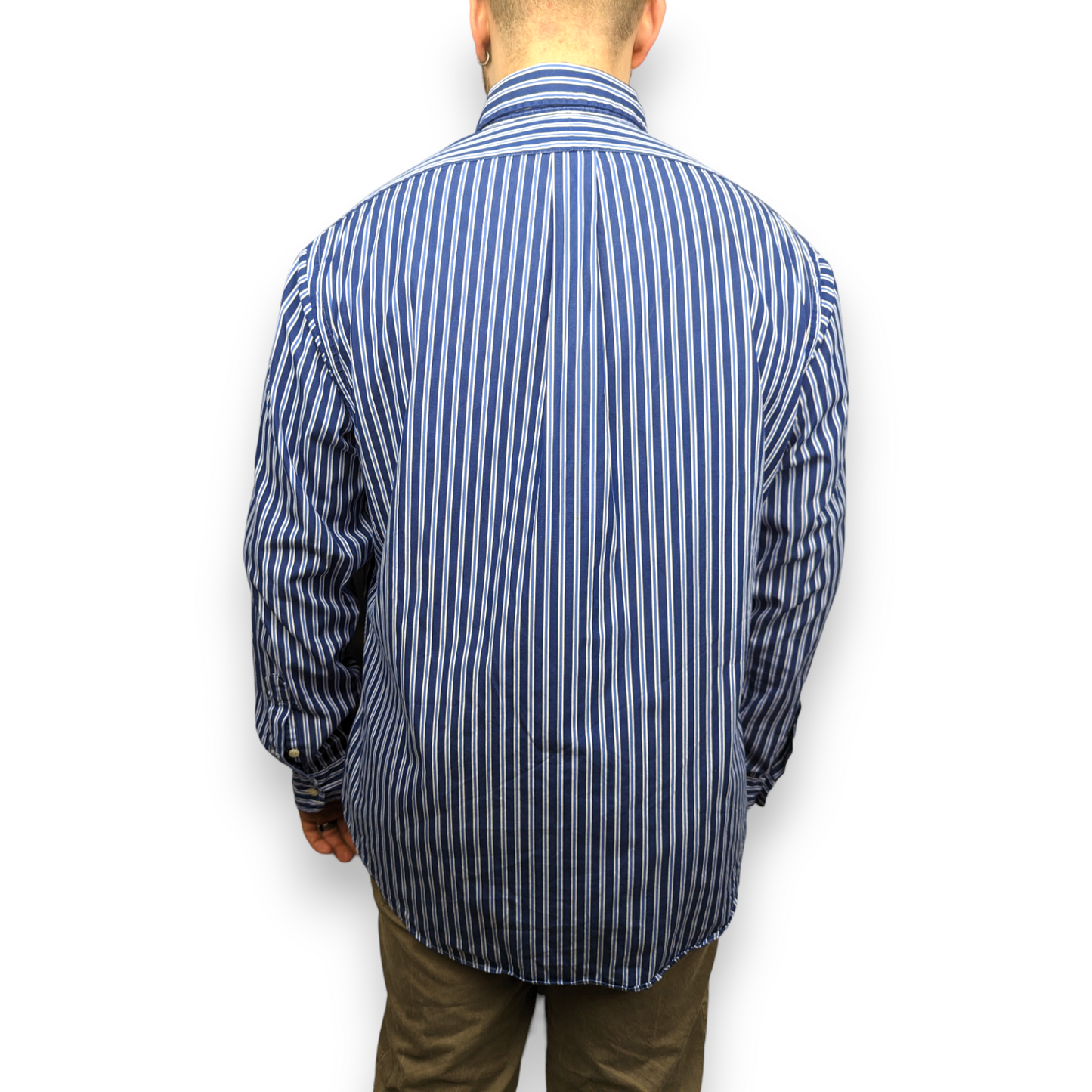 Polo Ralph Lauren Vintage Blue Striped Long Sleeve Shirt Men Size XL