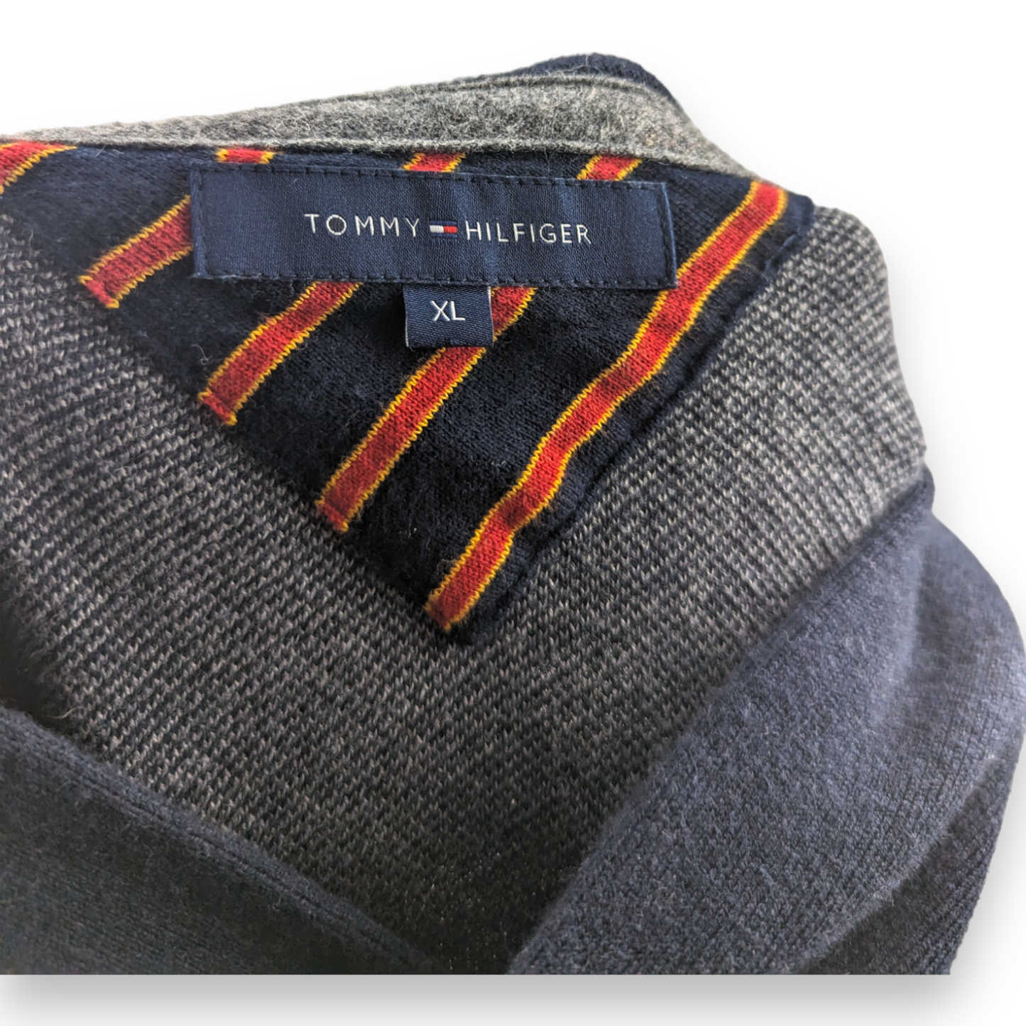 Tommy Hilfiger Grey Shawl Neck Pullover Jumper Men Size XL