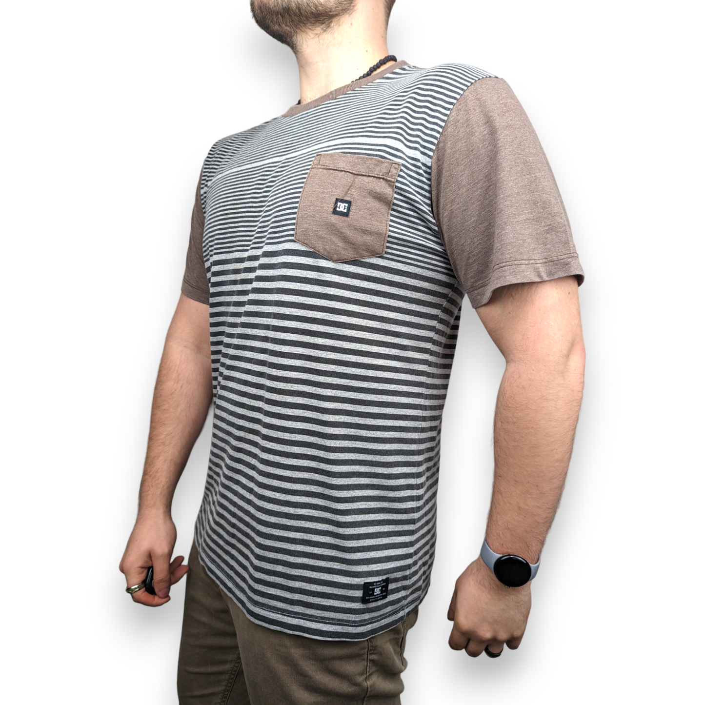 Dolce & Gabbana Grey Stripped Short Sleeve T-shirt Men Size Medium