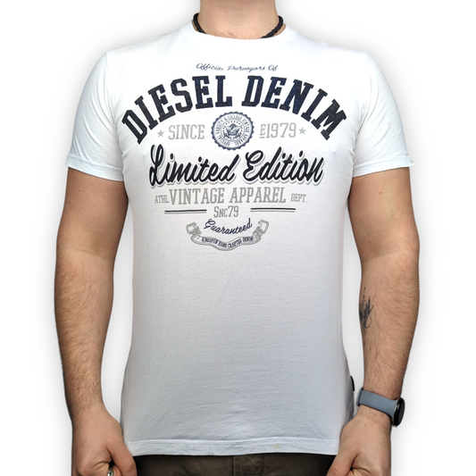 Diesel Denim Vintage White Short Sleeve T-shirt Men Size Large