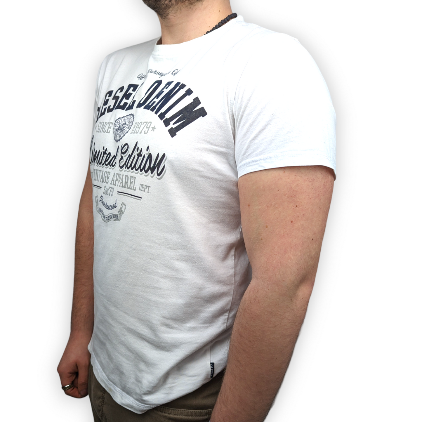 Diesel Denim Vintage White Short Sleeve T-shirt Men Size Large