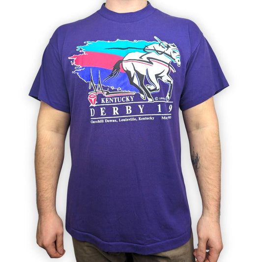 Trench Ultra Vintage USA Purple Kentucky Derby Short Sleeve T-Shirt Men Size XL