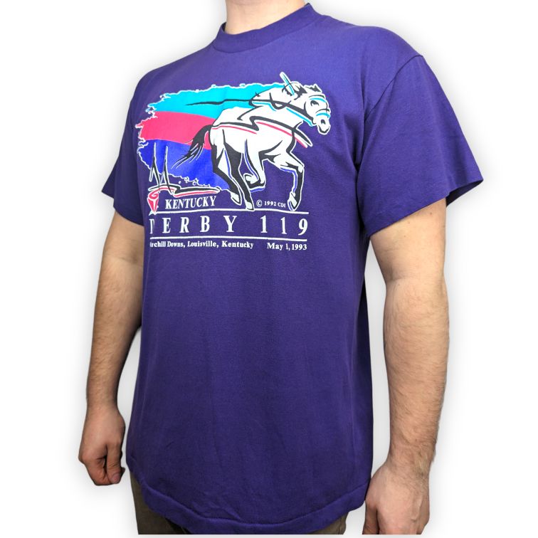 Trench Ultra Vintage USA Purple Kentucky Derby Short Sleeve T-Shirt Men Size XL