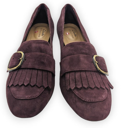 Clarks Un Cosmo Go Burgundy Suede Leather Pump Court Heels Women UK 4