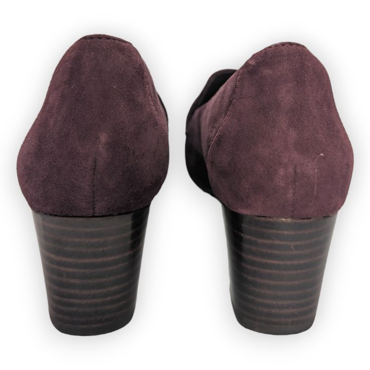 Clarks Un Cosmo Go Burgundy Suede Leather Pump Court Heels Women UK 4