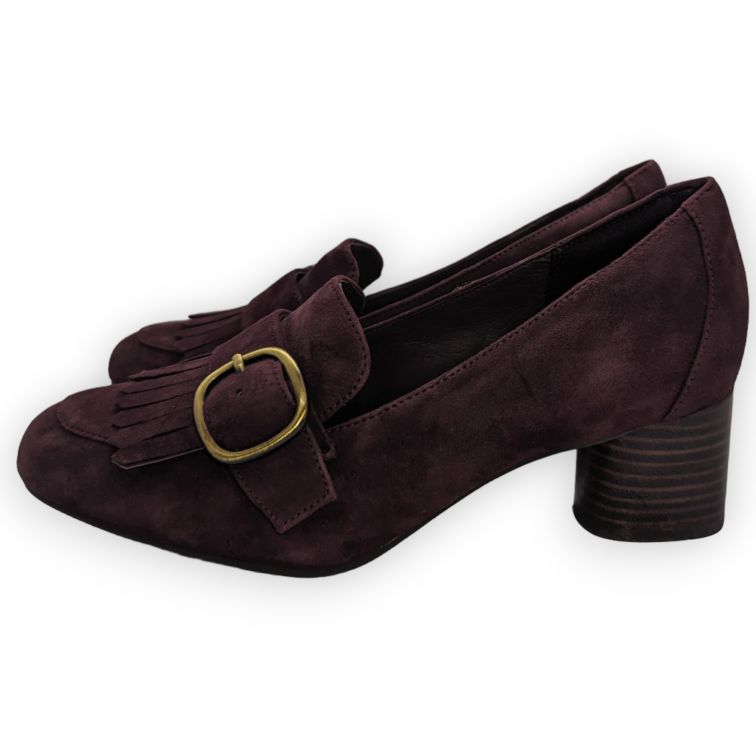 Clarks Un Cosmo Go Burgundy Suede Leather Pump Court Heels Women UK 4