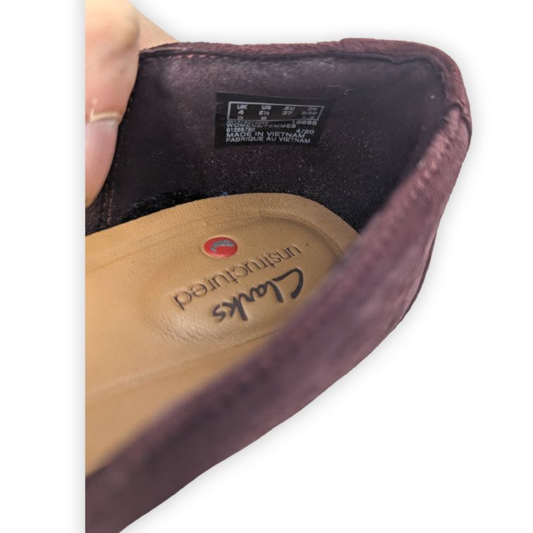 Clarks Un Cosmo Go Burgundy Suede Leather Pump Court Heels Women UK 4