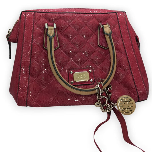 Guess Pink Quilted Tote Bag Handbag With Charm Women One Size
