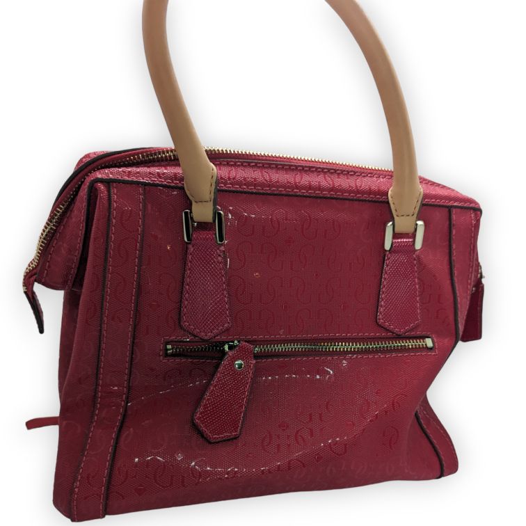Guess Pink Quilted Tote Bag Handbag With Charm Women One Size