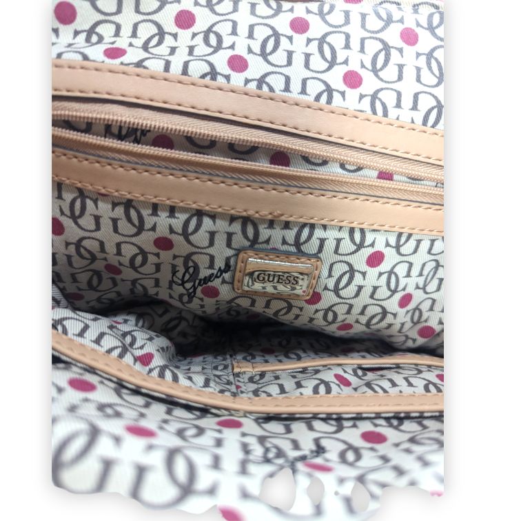 Guess Pink Quilted Tote Bag Handbag With Charm Women One Size