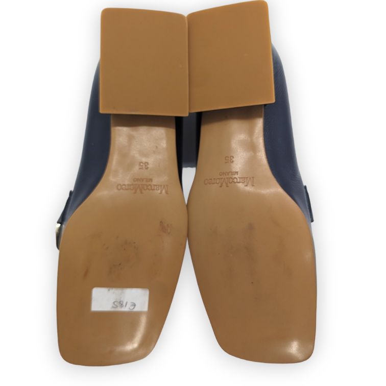 Marco Moreo Milano Navy Leather Flat Shoes Loafers Women Size UK 3