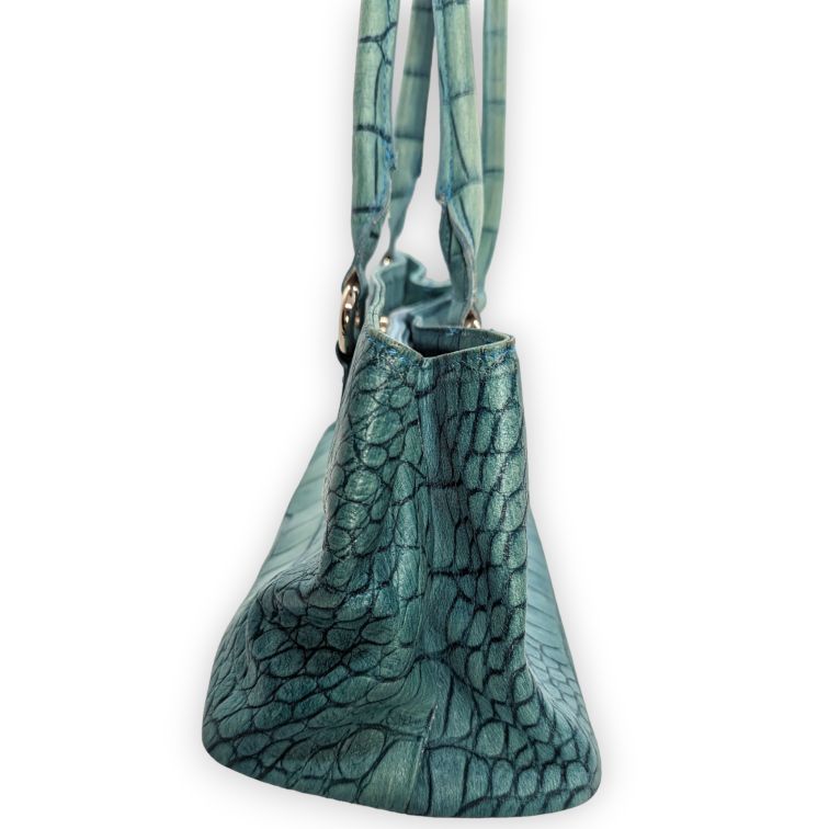 Roberta Gandolfi Vintage Blue Crocodile Skin Leather Tote Handbag Women One Size