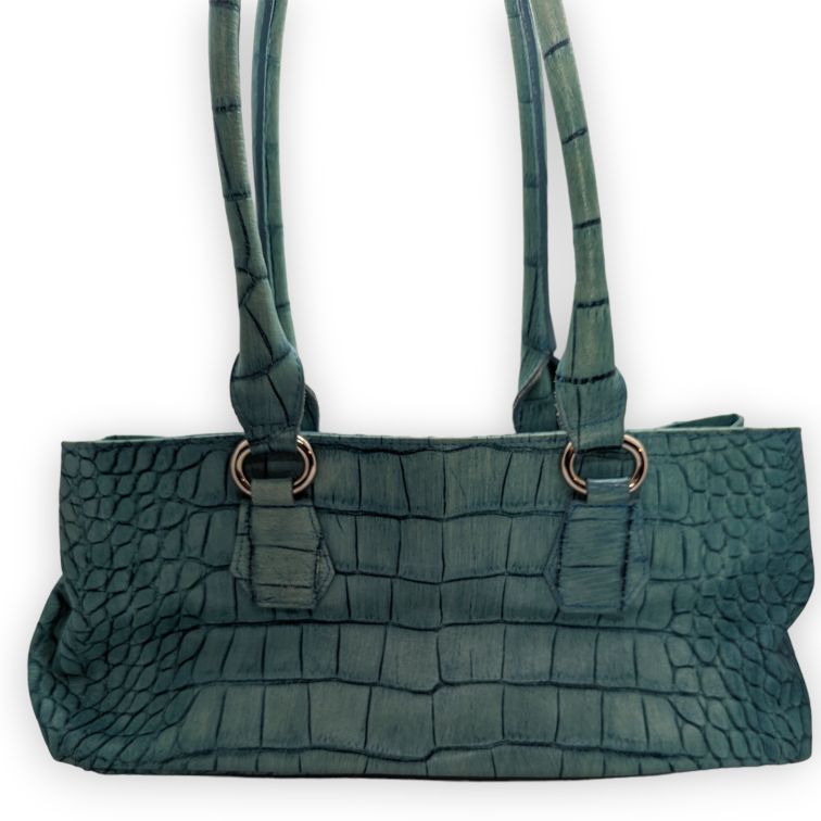Roberta Gandolfi Vintage Blue Crocodile Skin Leather Tote Handbag Women One Size
