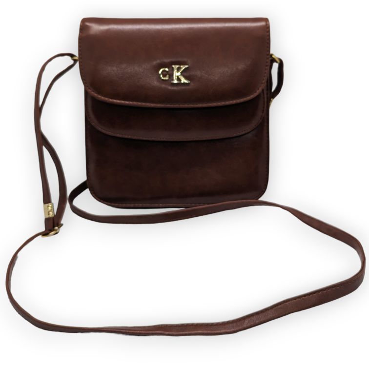 Calvin Klein Brown Leather Shoulder Bag Women One Size