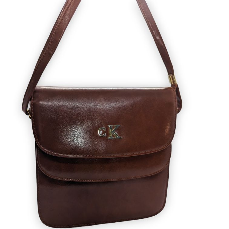 Calvin Klein Brown Leather Shoulder Bag Women One Size