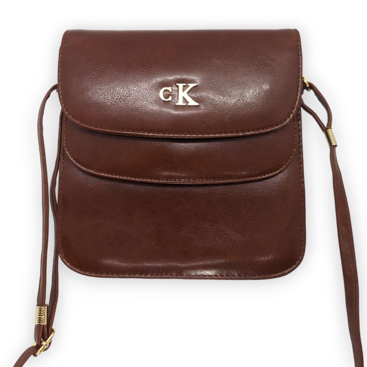 Calvin Klein Brown Leather Shoulder Bag Women One Size