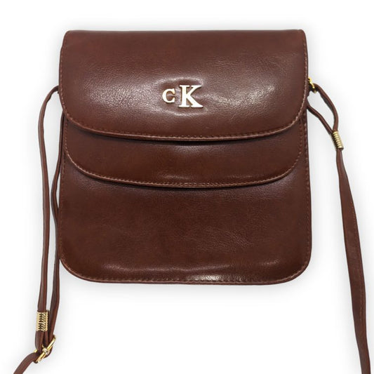 Calvin Klein Brown Leather Shoulder Bag Women One Size