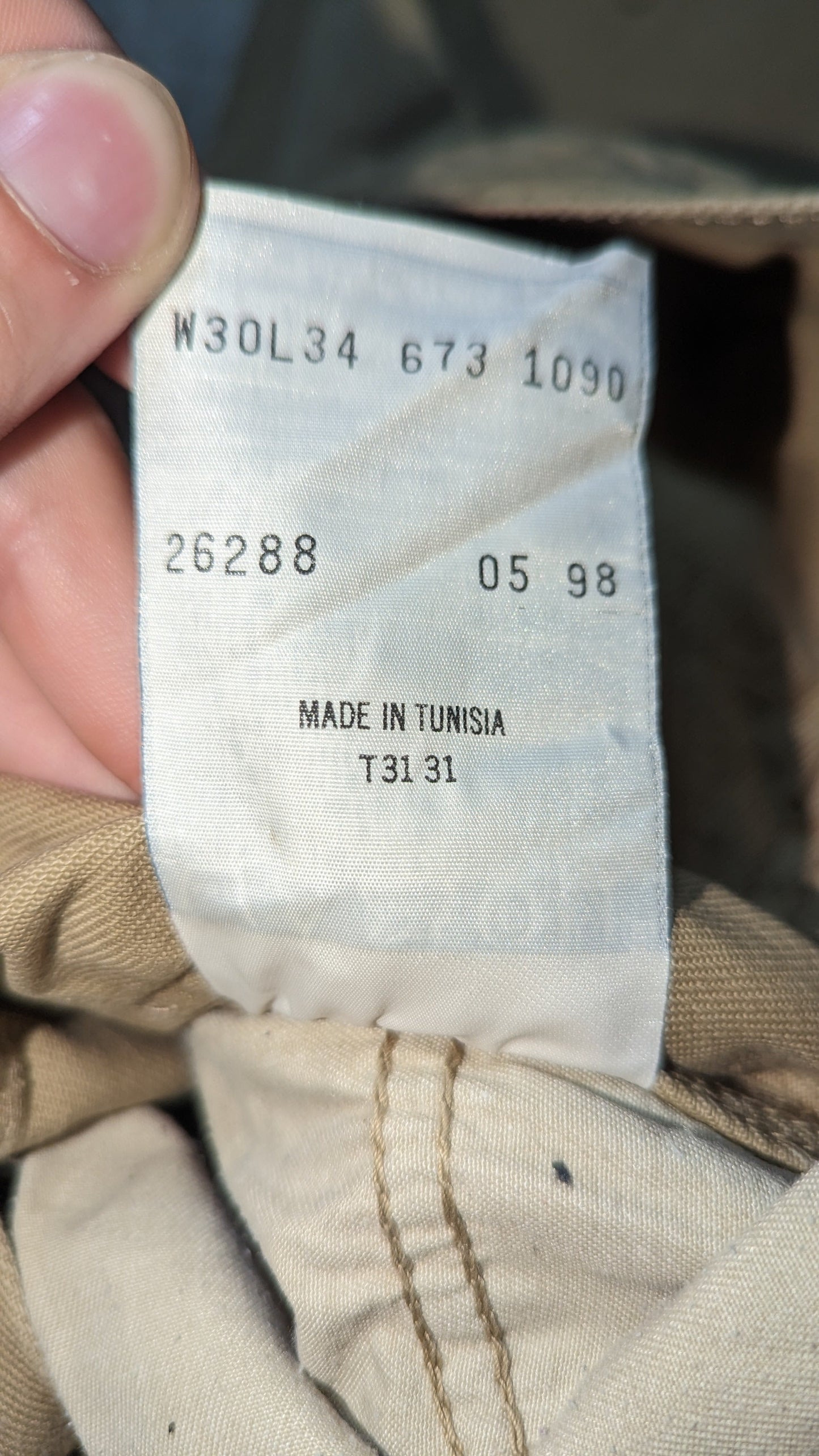 Levi's 673 Vintage Orange Tab Beige Carpenter Work Trousers Men Size W30/L32