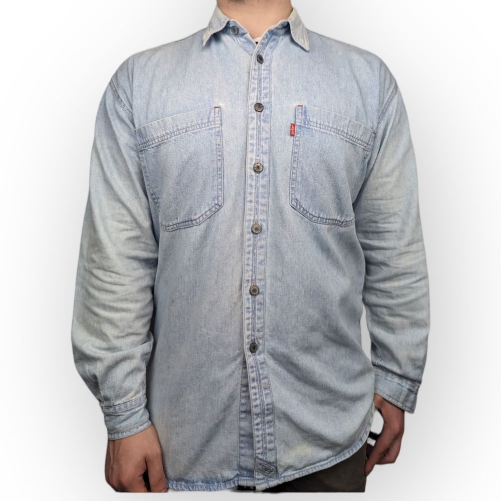 Levi's Vintage Blue Long Sleeve Button Up Denim Shirt Men Size Large