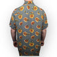 Fashion Vintage Grey Sunflower Print Short Sleeve Casual Shirt Men Size Large