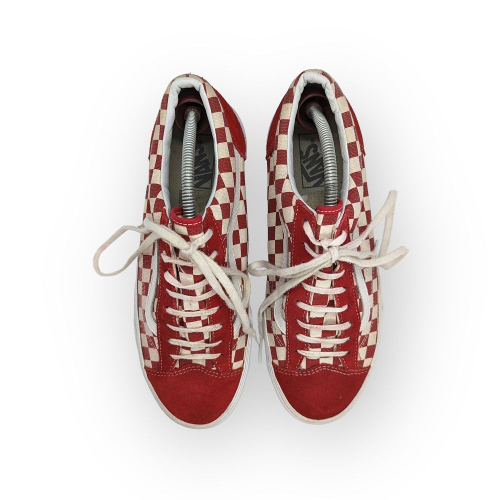 Vans SK8-Low Red Checkerboard Sneakers Shoes Men Size Uk 9