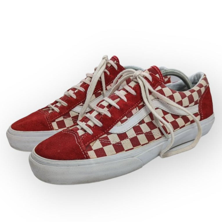 Vans SK8-Low Red Checkerboard Sneakers Shoes Men Size Uk 9