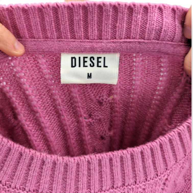 Diesel Pink Knit Long Sleeve Crew Neck Pullover Jumper Women Size Medium