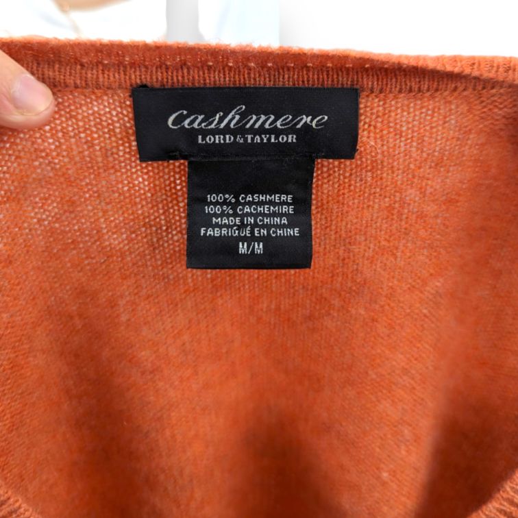 LORD & TAYLOR Orange Cashmere Crew Neck Pullover Jumper Women Size Medium