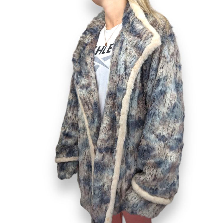 Zepla Vintage Multicolour Faux Fur Jacket Women Size XL