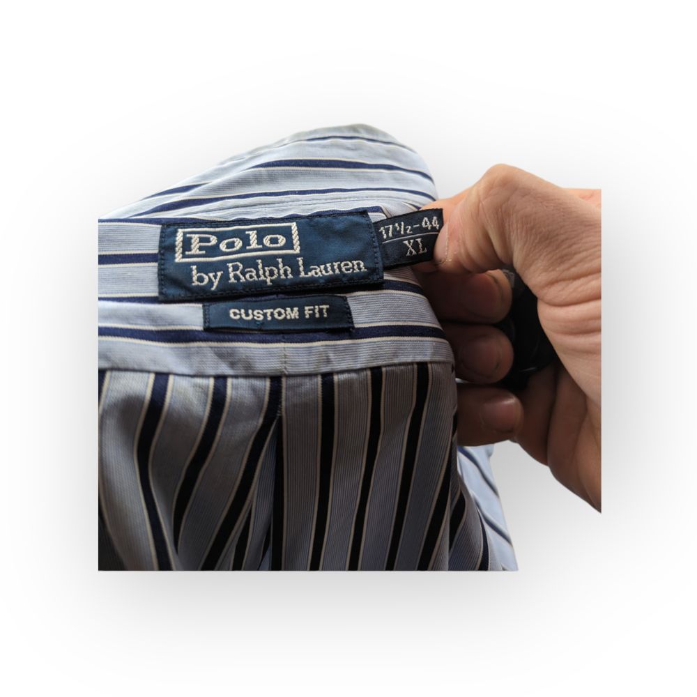 Ralph Lauren Blue Striped Long Sleeve Cotton Shirt Men Size XL