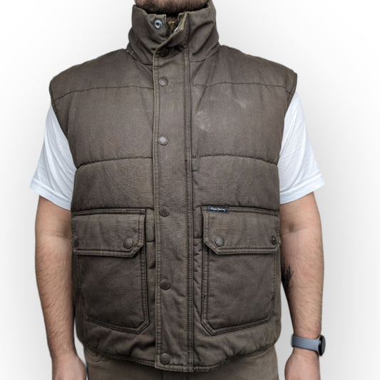 Pepe Jeans Vintage Brown Insulated Puffer Gilet Jacket Men Size XL
