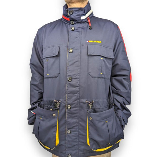 Tommy Hilfiger 90s Vintage Navy Water Stop Yacht Jacket Rain Coat Men Size Large