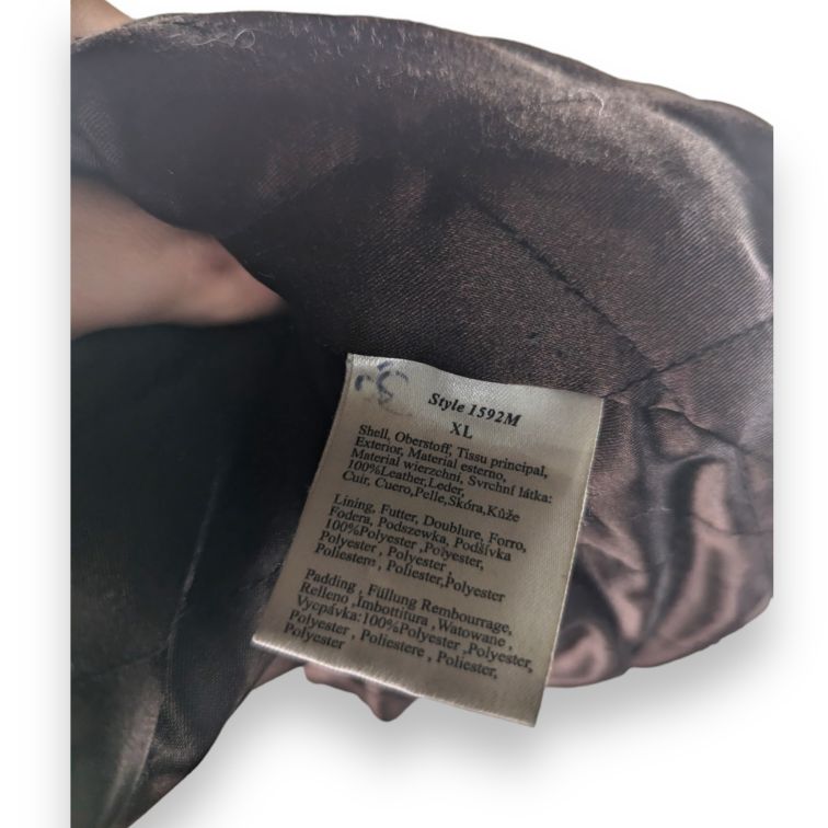 522-Blend-S RE WORK Vintage Brown Leather Jacket Men Size XL