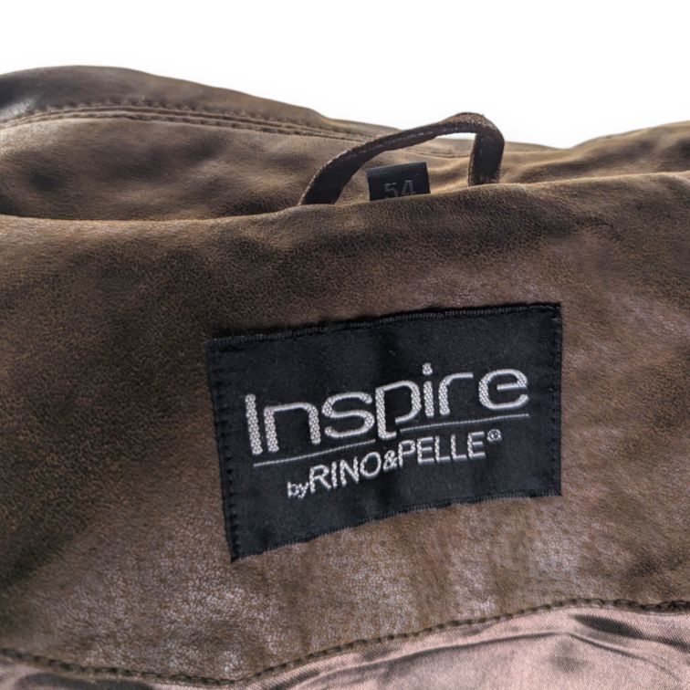 Inspire By RINO & PELLE Vintage Brown Button Leather Jacket Men Size XL