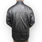 Modern Classic Black Button Up Leather Coat Men Size Large
