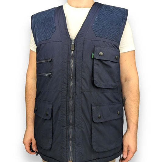 Champion Vintage Navy Blue Fishing Hunting Waistcoat Gilet Jacket Men Size XL
