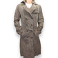 Savida Beige Buttons Suede Leather Trench Coat Women Size UK 12