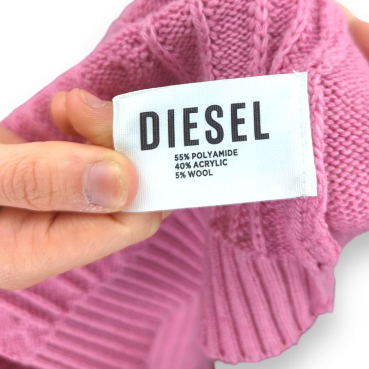 Diesel Pink Knit Long Sleeve Crew Neck Pullover Jumper Women Size Medium