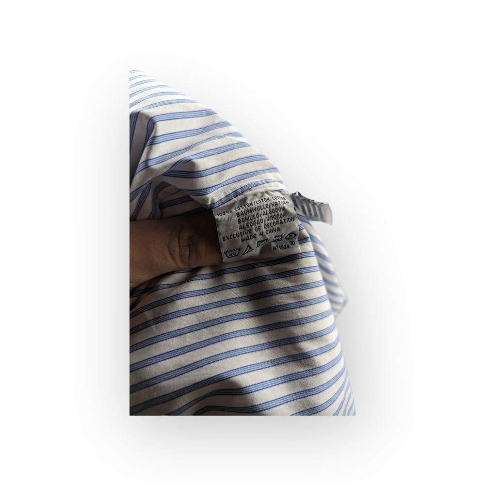 Ralph Lauren White Blue Striped Long Sleeve Dress Shirt Men Size XL