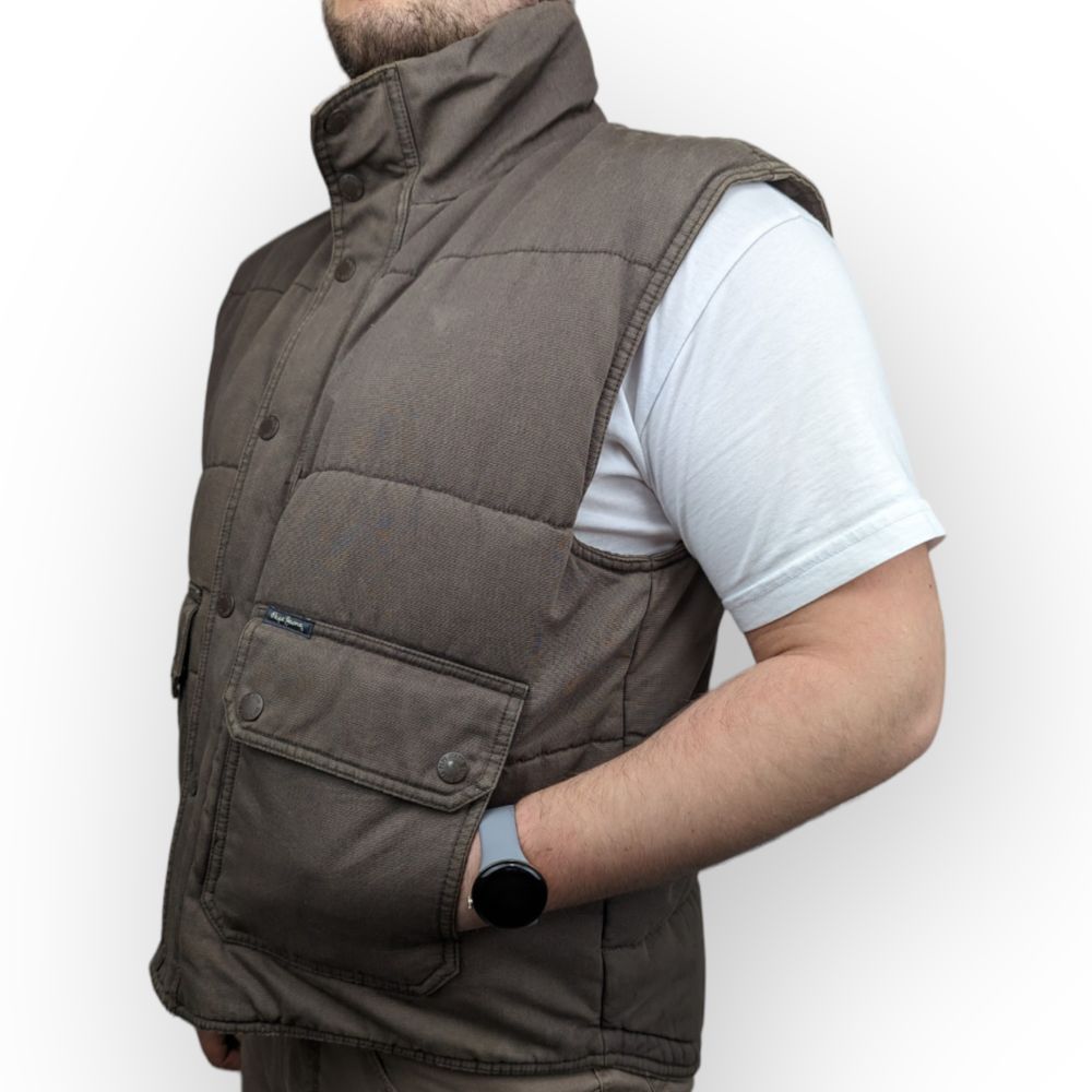 Pepe Jeans Vintage Brown Insulated Puffer Gilet Jacket Men Size XL