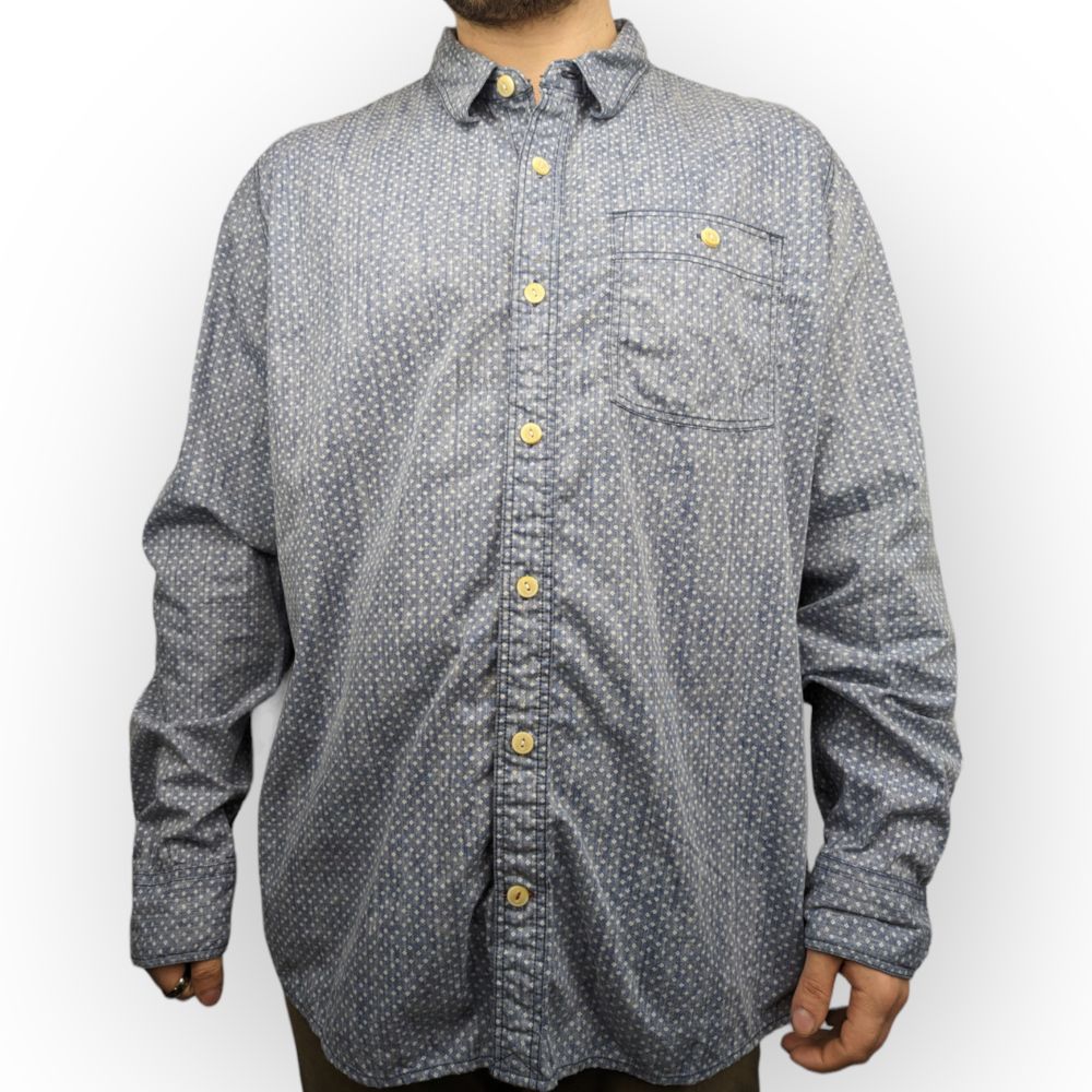 FatFace Blue Button Up Cotton Long Sleeve Casual Shirt Men Size 2XL
