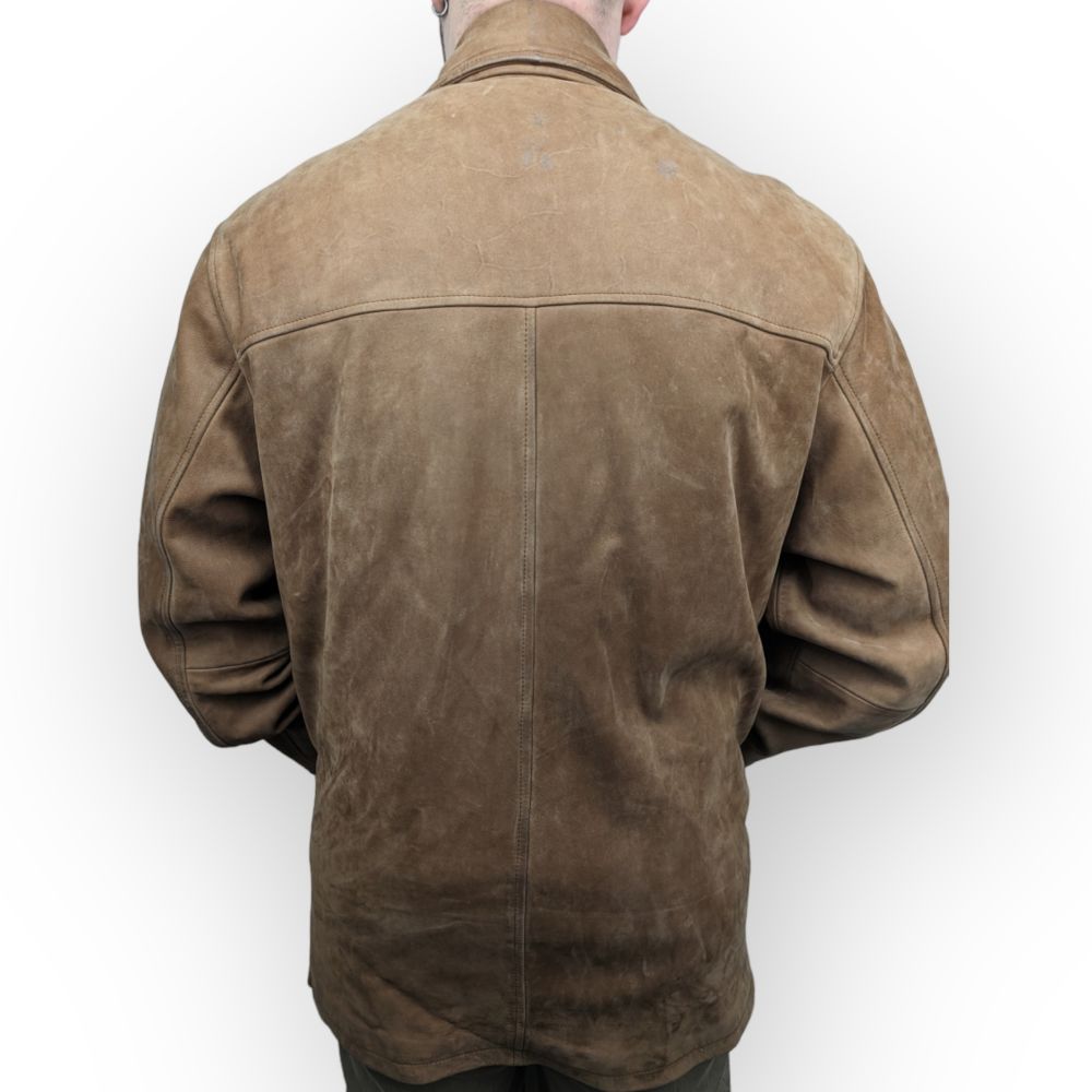 Mission Vintage Brown Button Up Suede Leather Jacket Coat Men Large