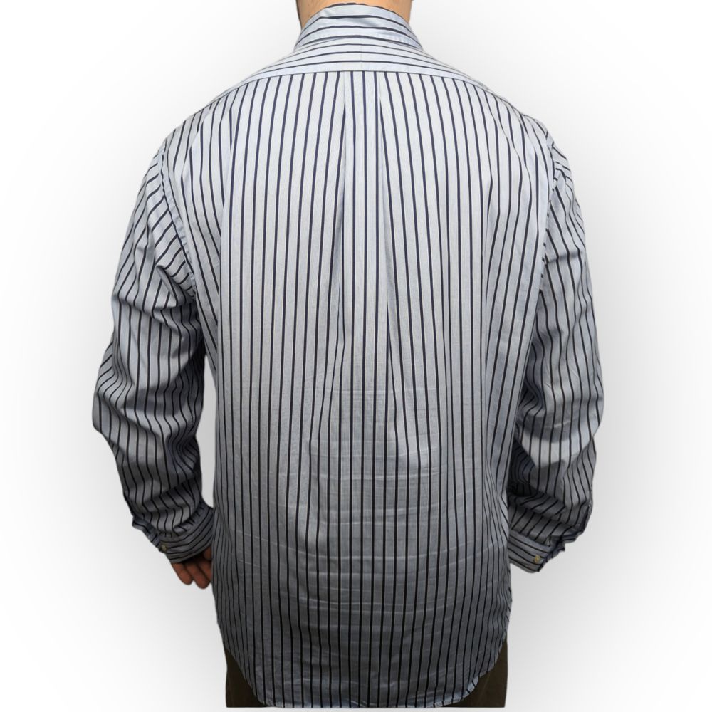 Ralph Lauren Blue Striped Long Sleeve Cotton Shirt Men Size XL