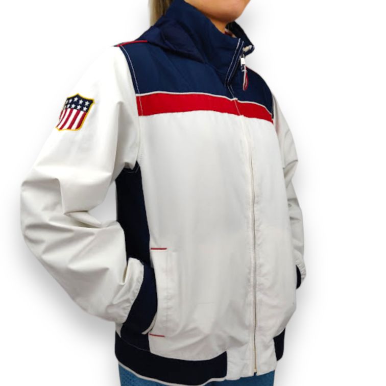 Tommy Hilfiger Vintage White USA Windbreaker Jacket Women Size Large