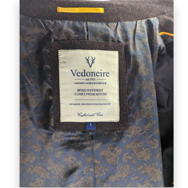 Vedoneire Vintage Brown Button Long Wool Pea Coat Men Size Large